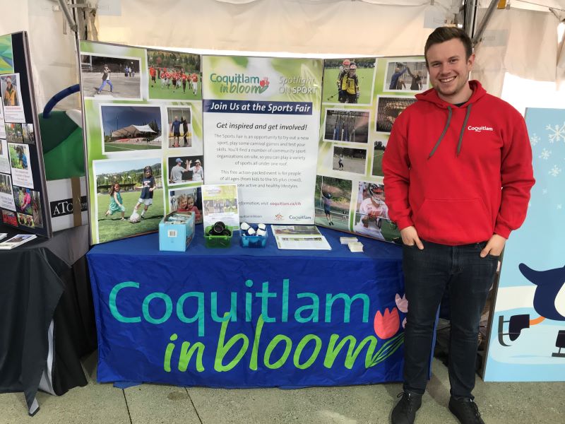 Paul Radnidge. This photo was taken at the Spotlight on Sport booth that is promoting the Sports Fair event which is a partnership event between the City of Coquitlam and many community sport organizations to connect residents with sport opportunities in Coquitlam.